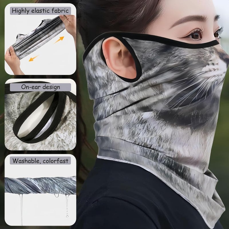 YJPPDD Cute Bandana Face Mask, 3D Animal Neck Gaiter Face Mask Scarf with Ear-Hanging for Ski Hiking Riding Sports Outdoor - Image 4
